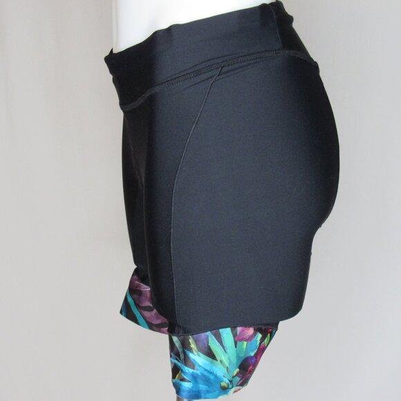 Louis Ganeau Carbon Black Tropiclal Floral Triathlon Shorts Women's L Large - Picture 2 of 8